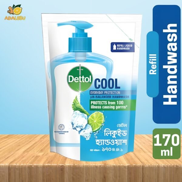 Dettol Handwash Cool Refill, pH-Balanced Liquid Soap with Menthol