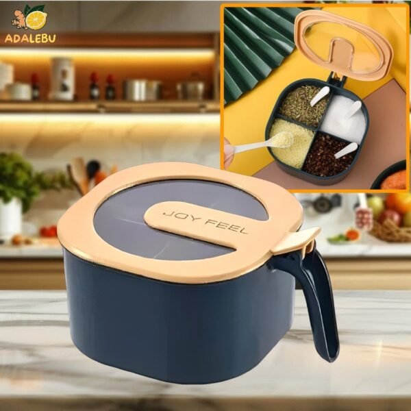 Multi Storage 4 Section Kitchen Spices Lid Box